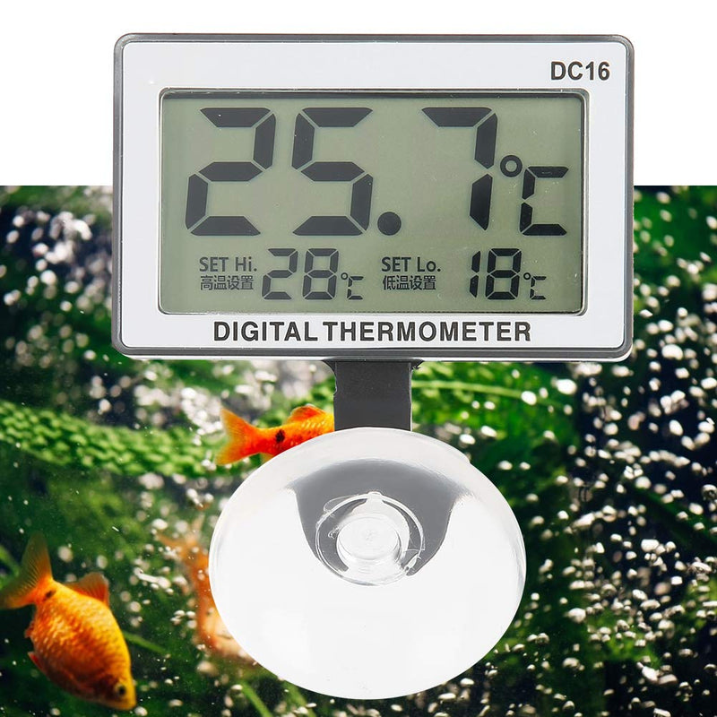 GLOGLOW Aquarium Thermometer, DC16 Suction Cup Aquarium Thermometer Submersible Fish Tanks Mini Alarm Temperature Meter Fish Tank Accessories - PawsPlanet Australia