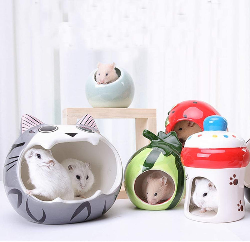 gutongyuan Hamster Hideout Ceramic Adorable Cartoon Shape Hamster House Chinchilla Mini Hut Small Animal Hideout Cave Cage Accessories Bottle - PawsPlanet Australia