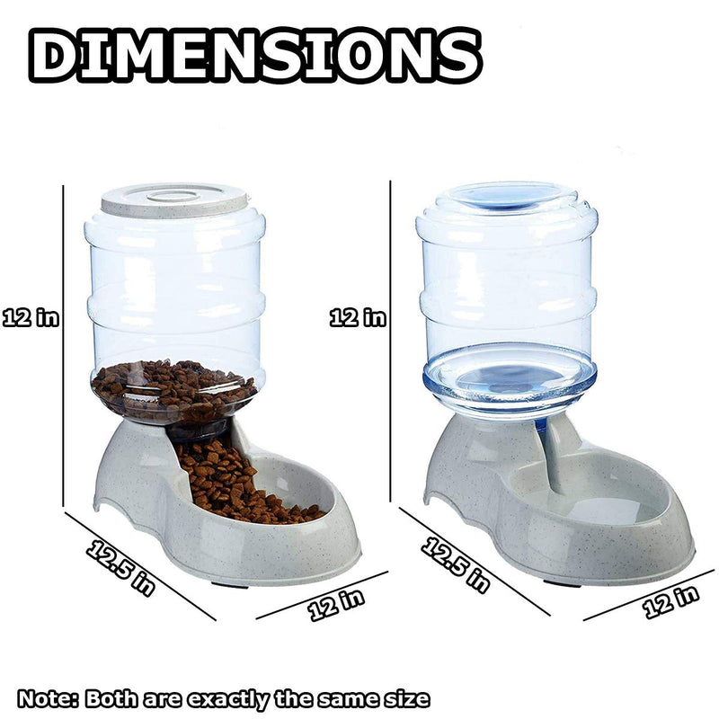 [Australia] - VaygWay Pet Feeder and Waterer – Self Dispensing Gravity Automatic Feeder - Food and Water Dispenser Set – Dog Cat Pet Food Bowl – 1 Gallon Feeder and 3.7 Waterer 