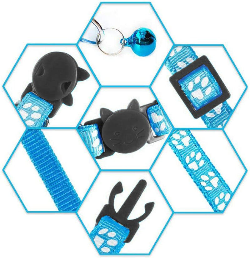 Hepplly 2-Pack Cat Collars Quick Release Reflective Kitten Collar with Bell (Light Blue) Light Blue - PawsPlanet Australia