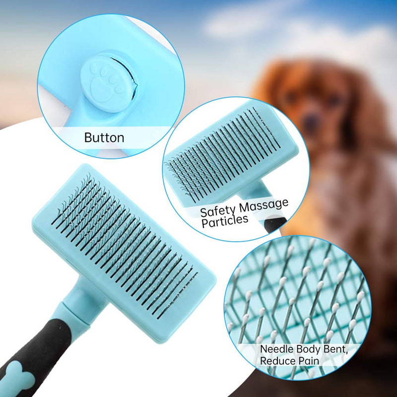 [Australia] - UmaUbaby Self Cleaning Slicker Brush - Pet Grooming Brush for Dogs and Cats - Pets Cat and Dog Hair Brush Tools - Dog Brush and Cat Brush Suitable - Massages Particle Pet Comb Blue 