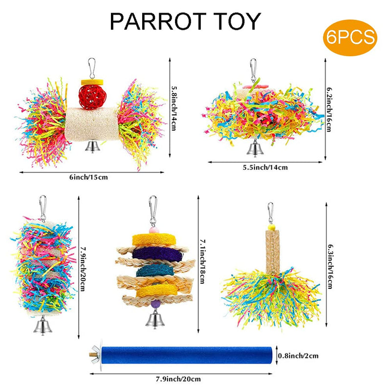 6 Pack Bird Shredding Toys,Parrots Chewing Hanging Toys,Bird Cage Accessories Parrot Cage Shredder Toys,Station Stick Foraging Toys for Small Parakeets Love Bird Cockatiel Finch Conures - PawsPlanet Australia