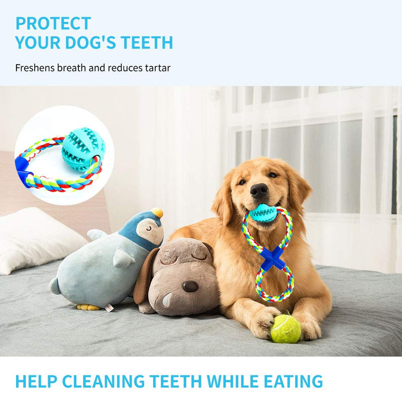 PMLAAK Dog Rope Toys for Medium-Large Dogs Tug of War Toy for Dogs Interactive Dog Toys for Aggressive Chewers Tough Dog Toys Chew Ball Teething Toy Blue - PawsPlanet Australia