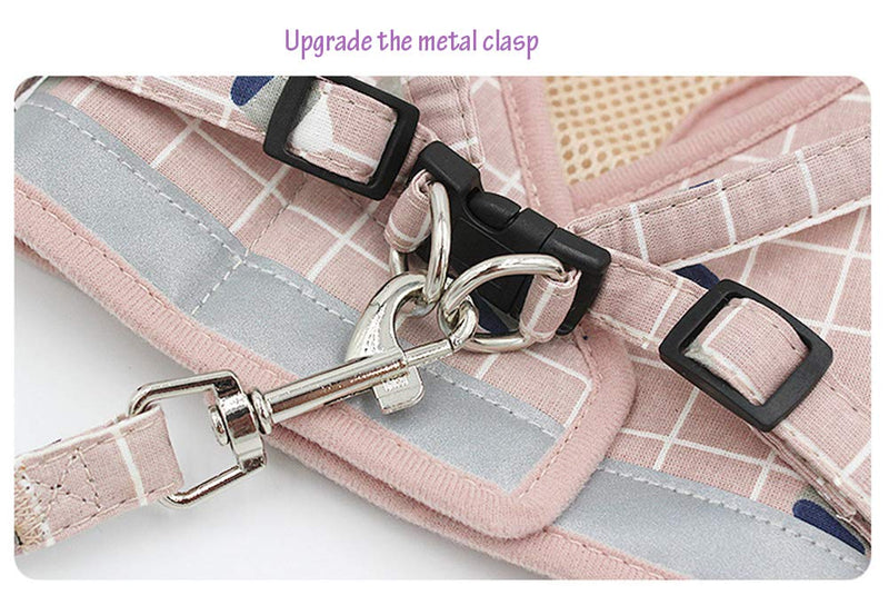 [Australia] - Ciyar Harness for Small Dog Pet Puppy Vest Reflective Belt with Leash Soft Comfort Mesh XS- under 3.3 lbs Pink-01 