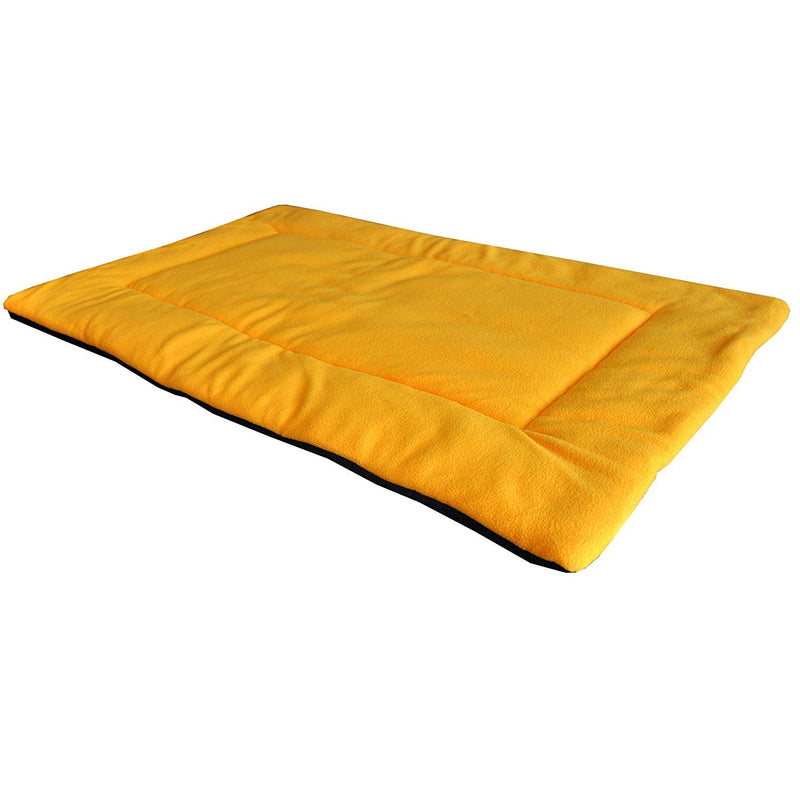 [Australia] - OCSOSO Comfy Soft Warm Pet Dog/Cat Nap Mat Fleece Durable Puppy Sleep Bed Matress Dog Crate Pad (Beige, Maroon, Blue, Green, Orange, Red) Yellow S (23.6 * 17.7 * 1.57 Inch) 