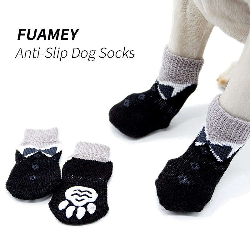 FUAMEY Anti-Slip Dog Socks,2Pairs Prevent Licking Socks for Indoor Hardwood Wear Knit Dog Socks with Grips Dog Grippy Socks S(length 2.4"） Black - PawsPlanet Australia