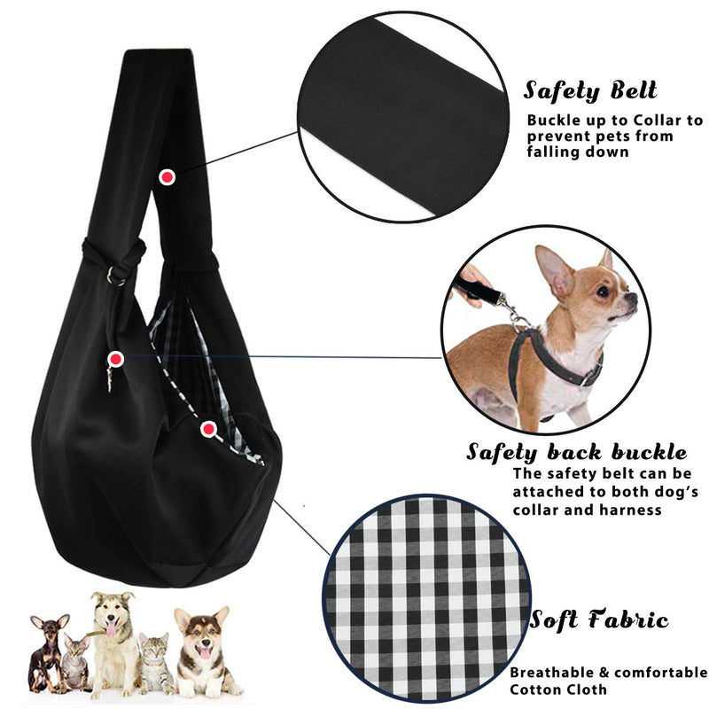 GHIFANT Dog and Cat Sling Carrier Little Pet Carrier Shoulder Crossbody Pet Slings for Outdoor Traveling Subway Black - PawsPlanet Australia