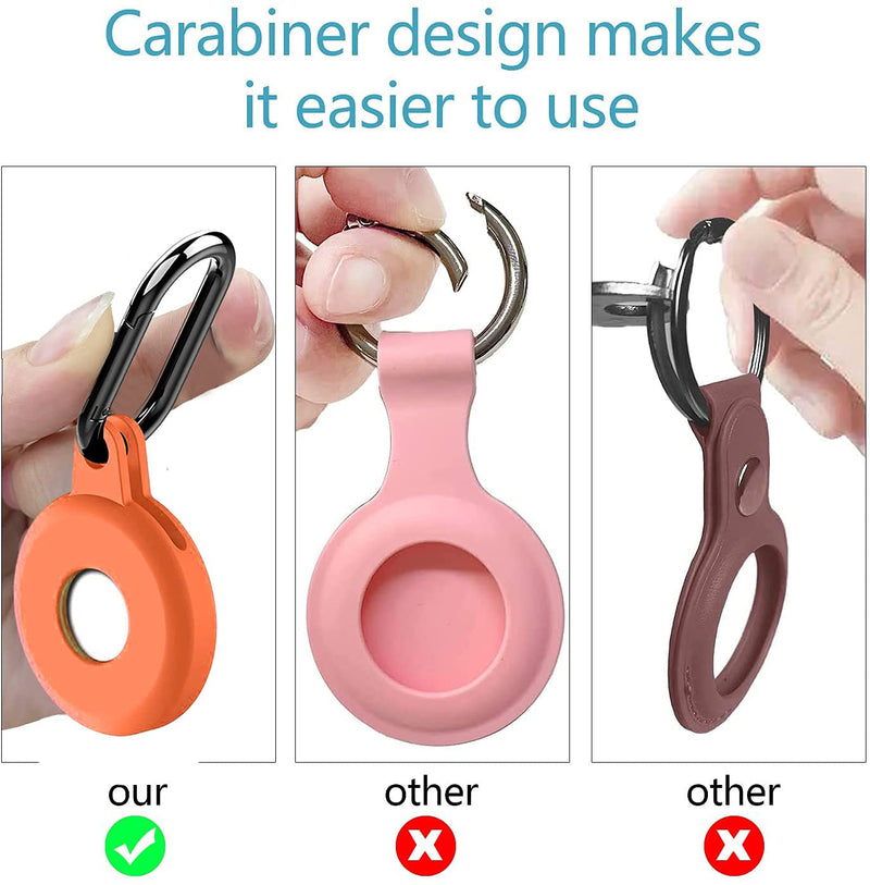 [5Pack] Protective Airtag Holder, Easy to Carry Soft Silicone Anti-Scratch Lightweight Airtag case with Carabineer, Anti-Lost Airtag Keychain for Dog or Cat Collar, Keys, Backpacks (White, Black, Red, Orange, Brown) - PawsPlanet Australia