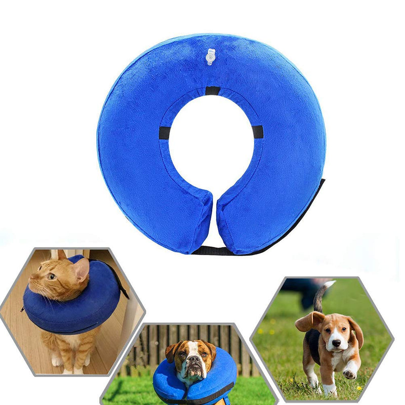 UKCOCO Pet Protective Inflatable Collar, Pet Recovery Wound Healing Protective Collar, Anti-bite Soft Collar for Dogs and Cats After Surgery - Size M (Blue) - PawsPlanet Australia