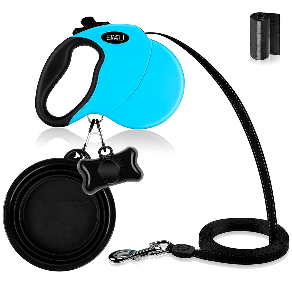 ETACCU Retractable Dog Leads Robust 5M Retractable Lead with One-Button Locking System, Non-Slip Handle, Tangle Free, Reflective Retractable Dog Lead for Medium/Large Dogs up to 50KG (Blue) L 丨5M 丨Blue 丨up to 50KG - PawsPlanet Australia