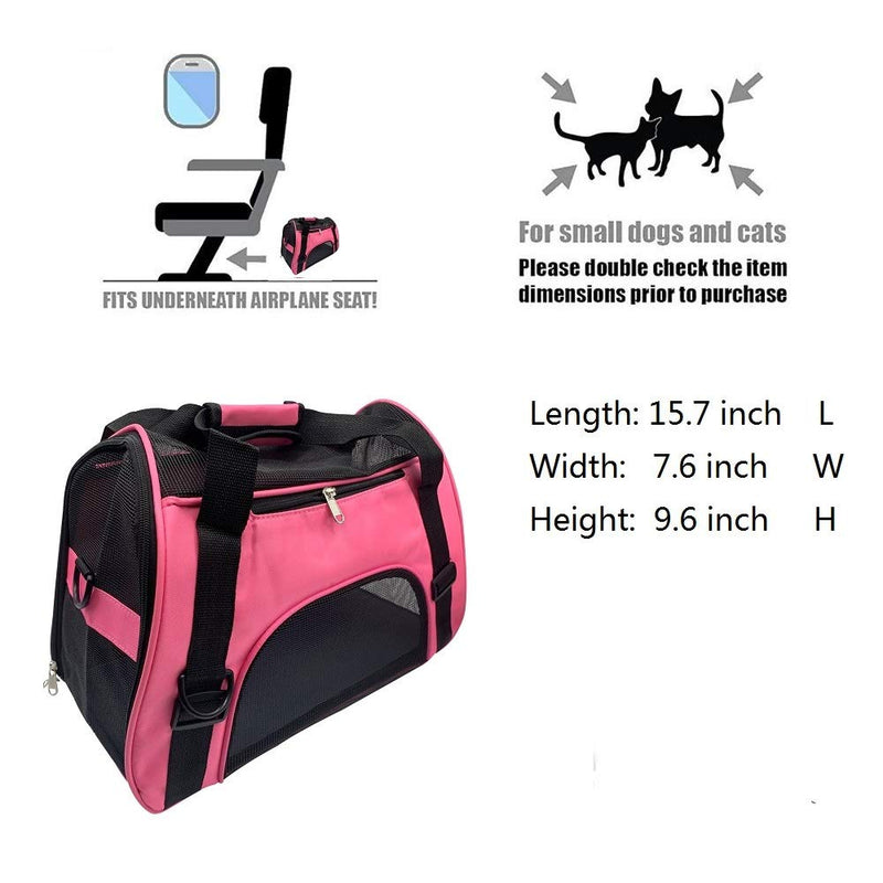 TIYOLAT Pet Carrier Bag, Airline Approved Duffle Bags, Pet Travel Portable Bag Home for Little Dogs, Cats and Puppies, Small Animals Pink - PawsPlanet Australia