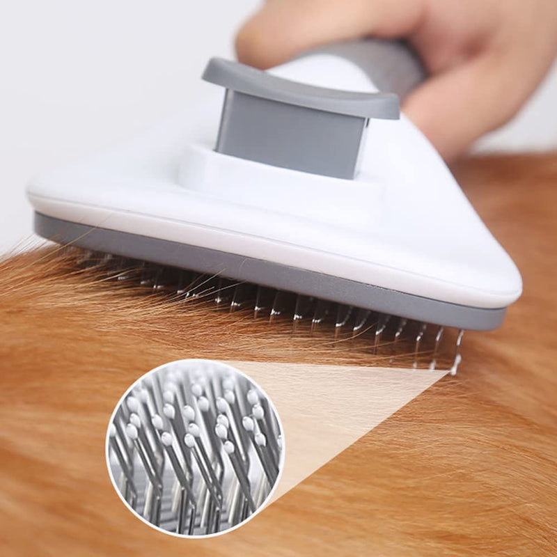 Secwell Pets Cat Brush Hair Remover Dog Brush with Cleaning Button Fur Brush for Long Hair and Short Hair Grey - PawsPlanet Australia