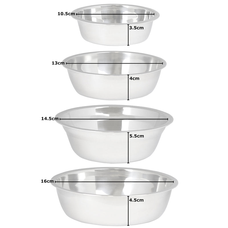 Me and My Pets Stainless Steel Food/Water Bowl - Pack of 5 - Choice of Size 12cm - PawsPlanet Australia