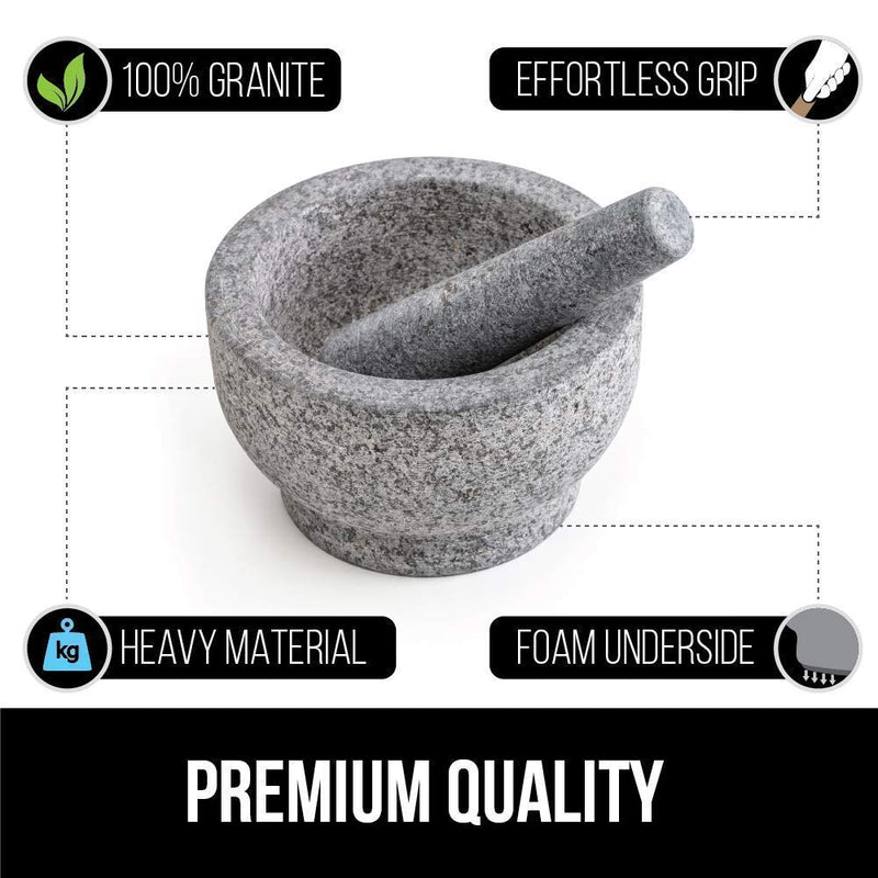 Gorilla Grip Mortar and Pestle Set and Garlic Press, Granite Mortar and Pestle Holds 1.5 Cups, Heavy Duty Presser with Built-In Cleaner, 2 Item Bundle - PawsPlanet Australia