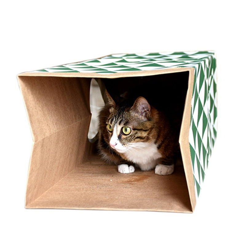 JZMYXA Cat Paper Bag Tunnel Toy Collapsible Tunnel for Rabbits, Kittens, Ferrets, Pet Paper House - PawsPlanet Australia