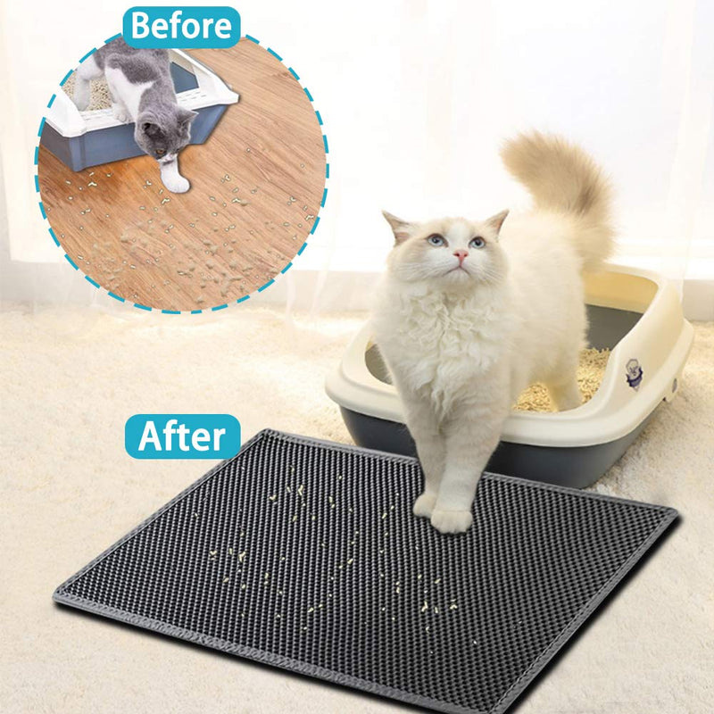 kaxionage Cat Litter Mat Litter Trapping, 15" X 24" Inch Kitty Litter Mat,Honeycomb Double-Layer Design Waterproof Urine Proof Material, Easy Clean Scatter Control (Grey) Grey - PawsPlanet Australia