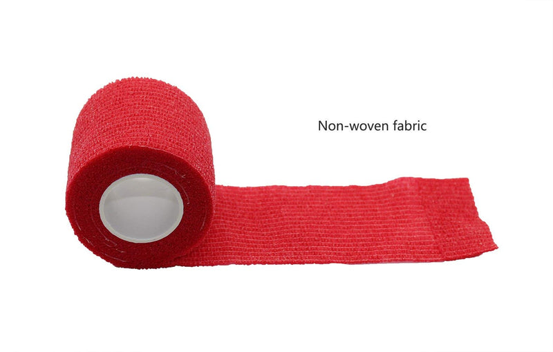 Fuluning, tape bandage, self-adhesive tape, strong sports tape for wrist (5cm12Rolls, Red) - PawsPlanet Australia