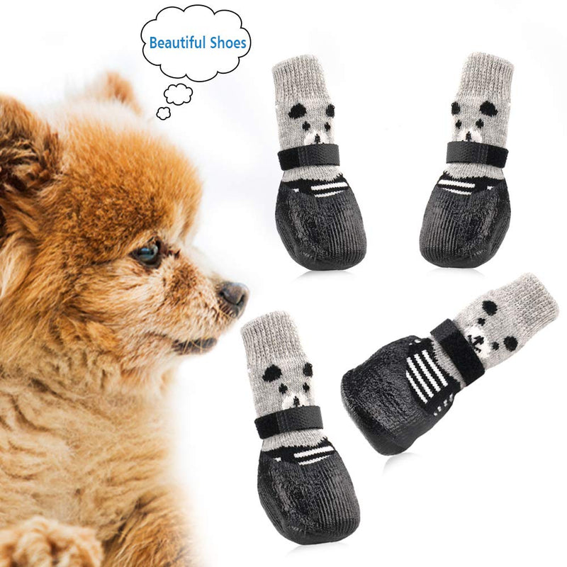 [Australia] - RilexAwhile Dog Socks Boots Shoes for Dogs Cat Socks Non-Slip Soles Adjustable Dog Cat Paw Socks Fit for Indoor Outdoor Use Small Black 