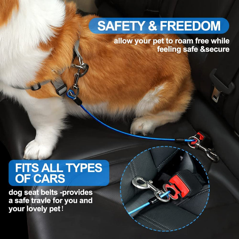 Mi Metty Dog Seat Belt Steel Wire Bite Resistant Dog Belt for Car Universal Plug Dog Seat Belt for Dogs Cats Pet Red Blue 2 Pieces 32 Inch/80 CM - PawsPlanet Australia