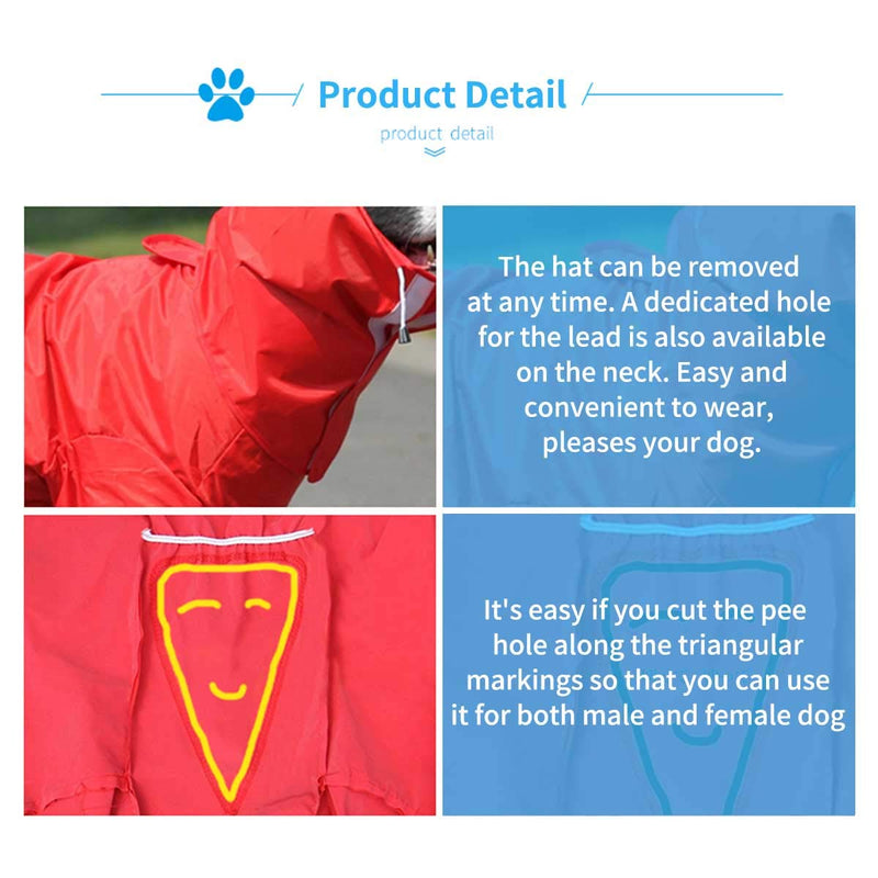 [Australia] - Dog Raincoat Pet Waterproof Rain Jacket with Hood Breathable Lightweight Dog Rain Poncho for Small Medium Large Dogs 12(Chest 16.5", Neck 12.6") Red 