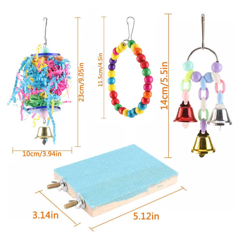 Bebester Bird Chewing Toys, 7pcs Bird Cage Toy Parrot Swing Toy Hanging Colorful Chewing Perches Parrot Toy Parrot Bite Toy for Small Conures, Love Birds, Small Parakeets Cockatiels, Macaws - PawsPlanet Australia