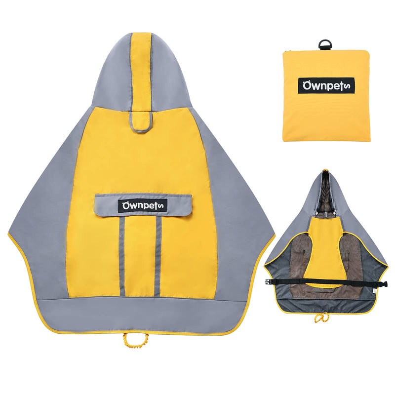 Ownpets Foldable Dog Raincoat, Adjustable Waterproof Pet Jacket with Reflective Straps & Storage Pocket Small - PawsPlanet Australia