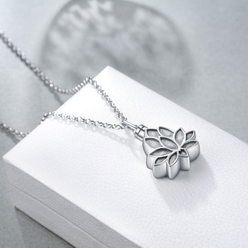 WINNICACA Ashes Cremation Necklace Urn S925 Sterling Silver Cremation Necklace for Memory Ashes Necklaces for Women Memorial Urn Heart Necklace Fashion Jewellery lotus ashes necklace - PawsPlanet Australia