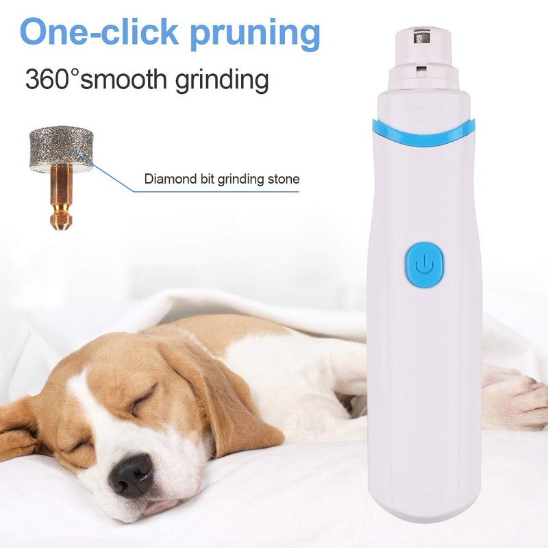 FancyWhoop Pet Nail Grinder Dog Nail Clippers Ultra Quiet Low Vibrations Dog Nail File, Battery Power Pet Nail Trimmer with 3 Ports for Pets Paw Blue - PawsPlanet Australia