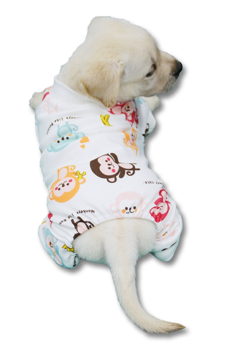 Lovely Small Pet Dogs Pajamas Clothes 100% Cotton Medium Happy Monkey - PawsPlanet Australia