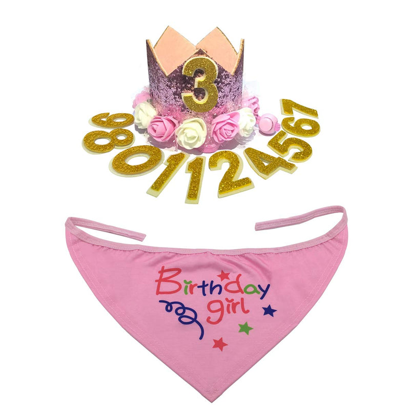 [Australia] - POSAPET Dog Birthday Bandana Scarfs Pet Birthday Gift Decorations Set Pink 