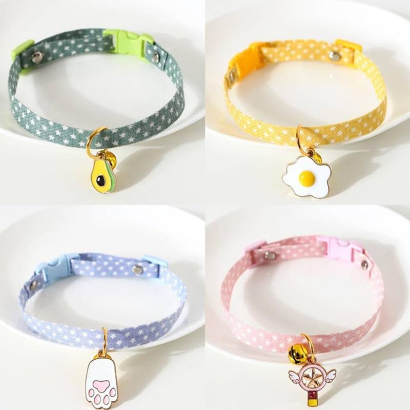 AAED Pack of 4 cat collars, cat collars with safety clasp, cat collars, adjustable cat collar, cat collar, kitten collar with bell (4 colors, style A) - PawsPlanet Australia