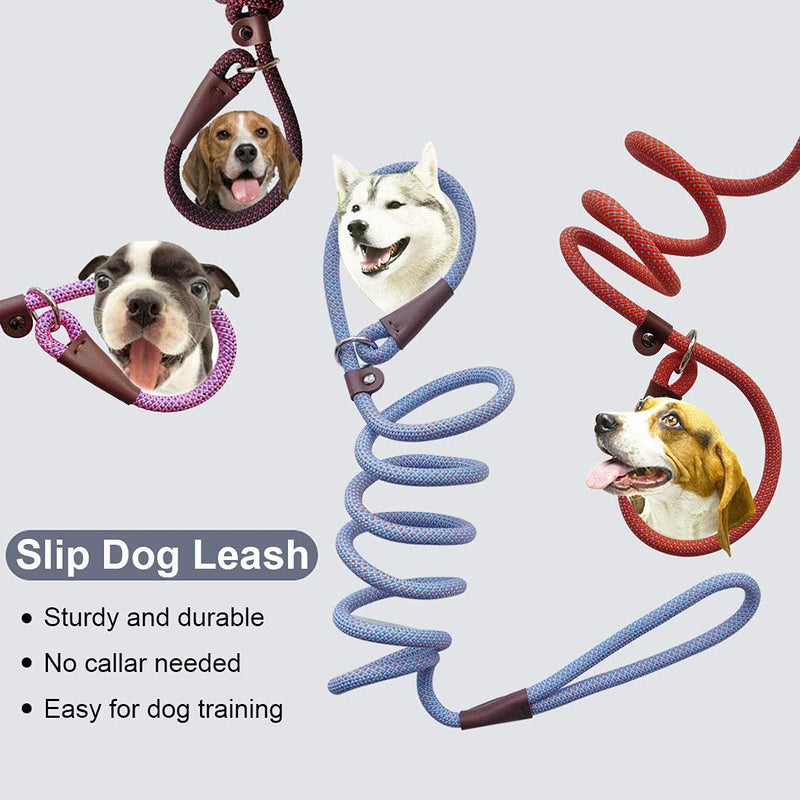 BTINESFUL 7FT Slip Lead Dog Leash, Strong Nylon Rope Leash, 1/4 & 1/2 inch Diam Dog Training Lead for Small Medium Large Dogs 1/2" * 7 FT Black Red Dot - PawsPlanet Australia