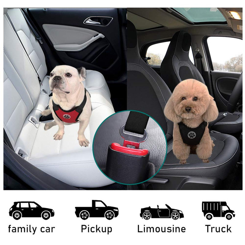 Kosttapaws Dog Car Vest Harness Seatbelt Set, Dog Car Adjustable Pet Harness with Safety Seat Belt, Double Breathable Mesh fabric Harness with Vehicle Connector Strap For Small Medium Large Dogs XS Black - PawsPlanet Australia