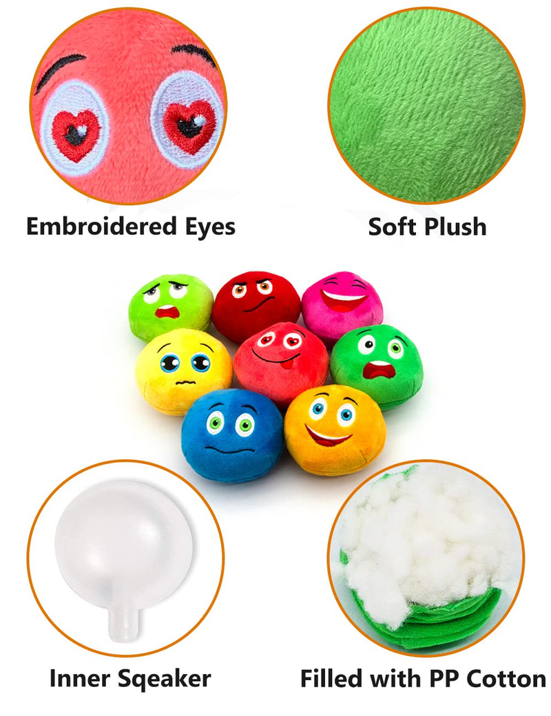 Dog Toys, 8 Pack Soft Stuffed Plush Balls Pet Chew Squeake Toy , Interactive Fetch Play for Small Medium Pets - PawsPlanet Australia