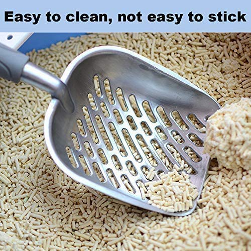 [Australia] - Litter Scoop,Cat Litter Scoope, Kitty Litter Scooper Large Metal with Holder Long Handle Small Holes Aluminum Deep Shovel Non-Stick Cat Accessories Supplies Box Blue 