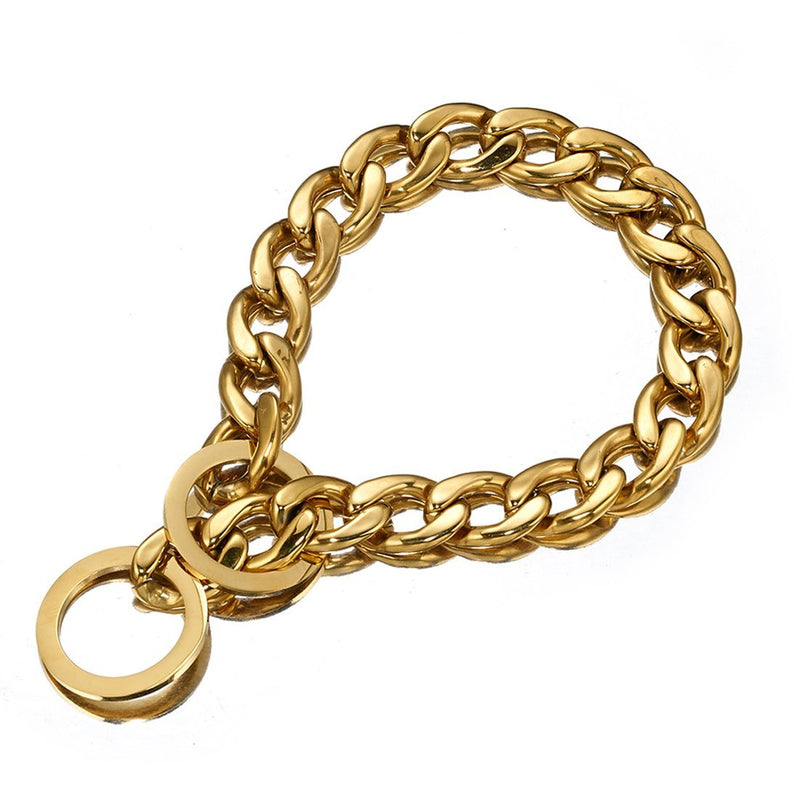 [Australia] - GZMZC 13/15/19mm Strong Gold Plated Stainless Steel NK Link Chain Dog Pet Collar Choker Necklace 12-36inch 15mm width 14" recommend dog's neck:10" 