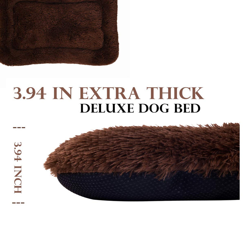 Poohom Soft Plush Dog Bed,Dog Crate Bed Pet Cushion Pet Pillow Bed Washable,Non-Slip Crate Dog Bed Crate Mat Pet Bed for Medium Large Dogs (Medium, Brown) - PawsPlanet Australia