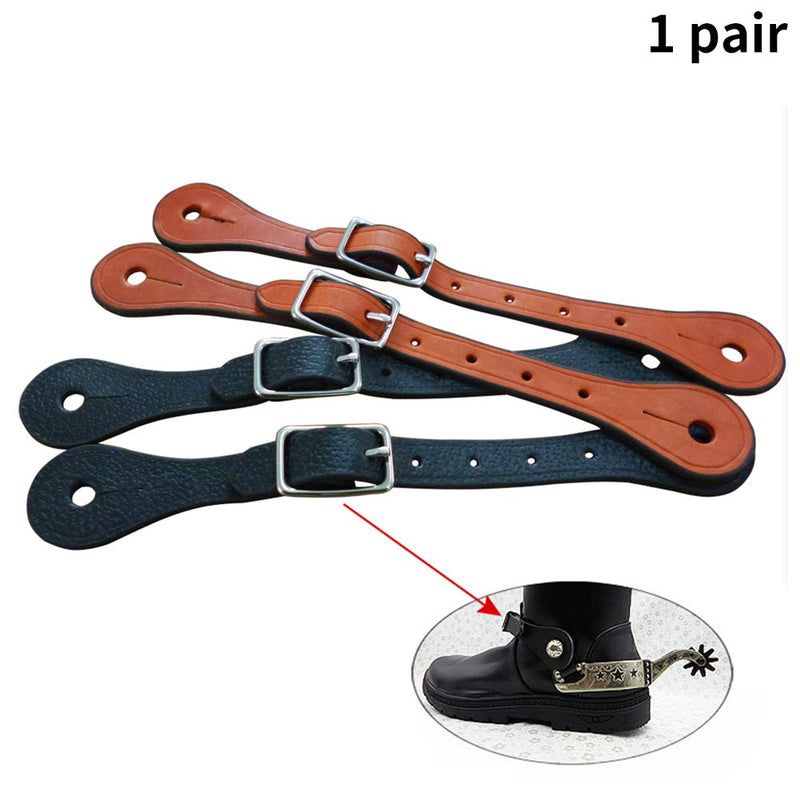 MAYOKIAAR Spur Straps 1 Pair PU Leather Western Spur Straps w/Adjustable Alloy Buckle Decoration for Horse Spur Horse Riding Safety equipment Brown - PawsPlanet Australia