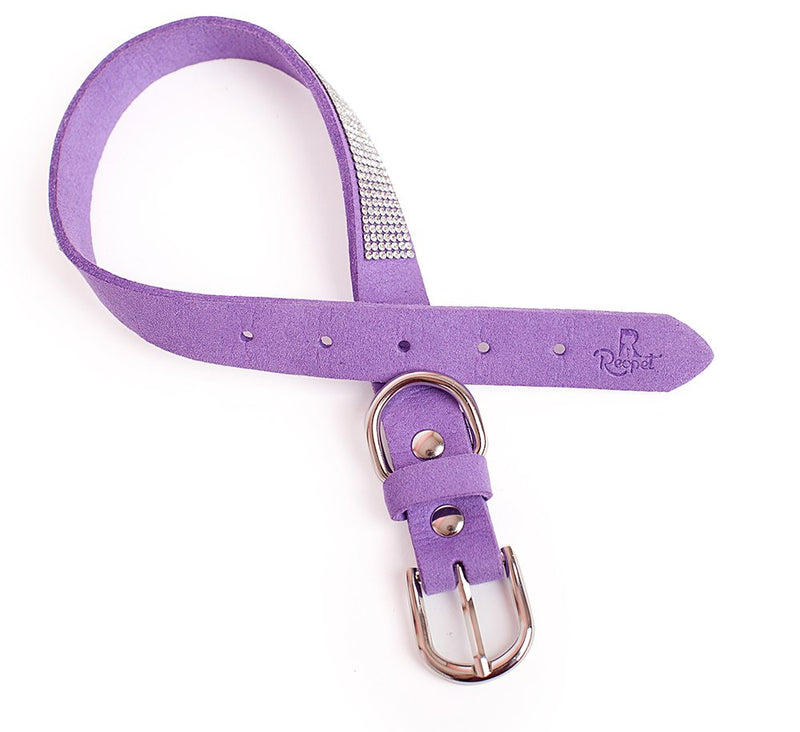 [Australia] - Reopet Trade; Bling Dog Collar - Sparkly Rhinestone Studded Small & Medium Dog & Kitty Collar 5/8"*11.5-14" Purple 