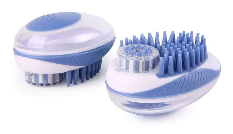 [Australia] - LuxPal 2 in 1 Cat and Dog Bath Brush Scrubber Shampoo Dispenser for Pet Grooming Deshedding Soft Silicone Bristles Perfect for Washing, Shampooing, Massaging Long,Short Hair, Remove Loose Fur Blue 