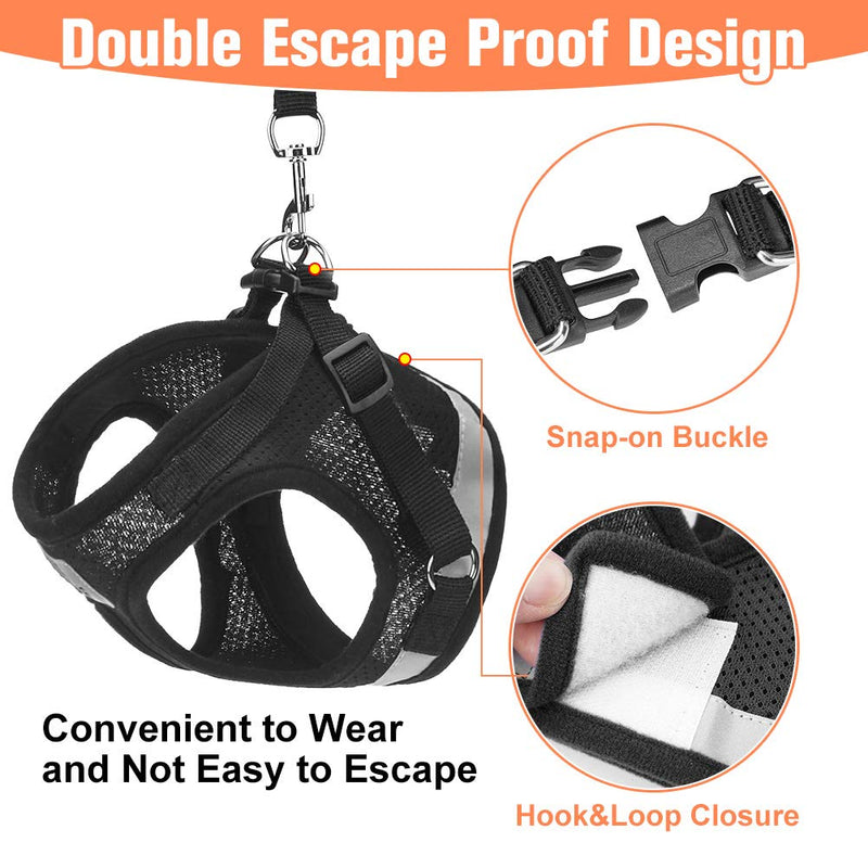 Cat Harness and Leash Set - Reflective Escape Proof Cat Harness for Kitties Daily Outdoor Walking with Soft Breathable Mesh Chest Strap and Durable Leash, Black S (Chest 11.4"-13" / Leash 3.9ft) - PawsPlanet Australia