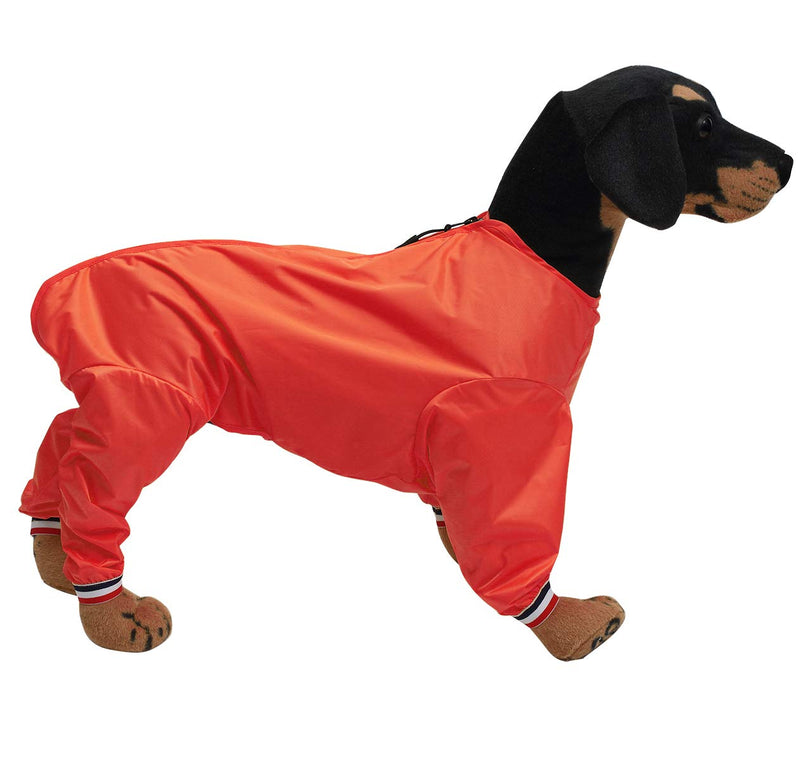 Dog raincoat, rain snow jacket, zipper in back, waterproof jumpsuit with collar hole and reflective strip - Red - L - PawsPlanet Australia