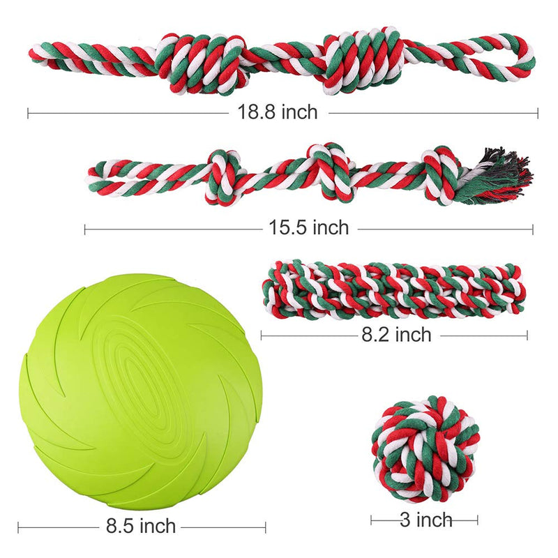 PrimePets 5 PCS Dog Toys, Dog Rope Toys and Flying Disc Set for Small & Medium Dogs, Tough Rope Chew Toys, Interactive Durable Puppy Dog Tug of War for Dog Teething Dental Cleaning - PawsPlanet Australia