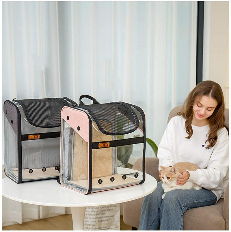 Pet Carrier Backpack for Puppy Dogs Cats 10kg - Expandable Transparent Transport Bag, Foldable Spacious Portable Top Opening Rucksack Airline Approved for Travel and Daily Use (grey) grey - PawsPlanet Australia