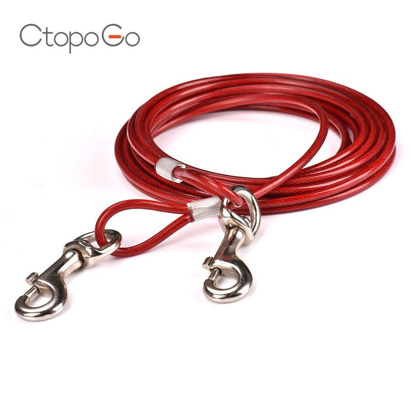 CtopoGo 10ft /16ft /33ft - Dog Tie Out Cables, Pet Tie-Out Leashes, Tie-Out Cable Heavy Duty Dogs Chain Leashes for Dogs up to 125 lbs, Pet Leads for Small/Medium Size (3m, Red) 3m - PawsPlanet Australia