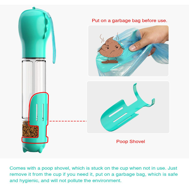 [Australia] - PetHaven Dog Water Bottle 4 in 1 Portable Pet Water Bottle Bowl,Food Holder,Poop Bag Holder-Walking Travel Hiking - Large 500ml Drinking Water Dispenser - (Poop Bag Included) 