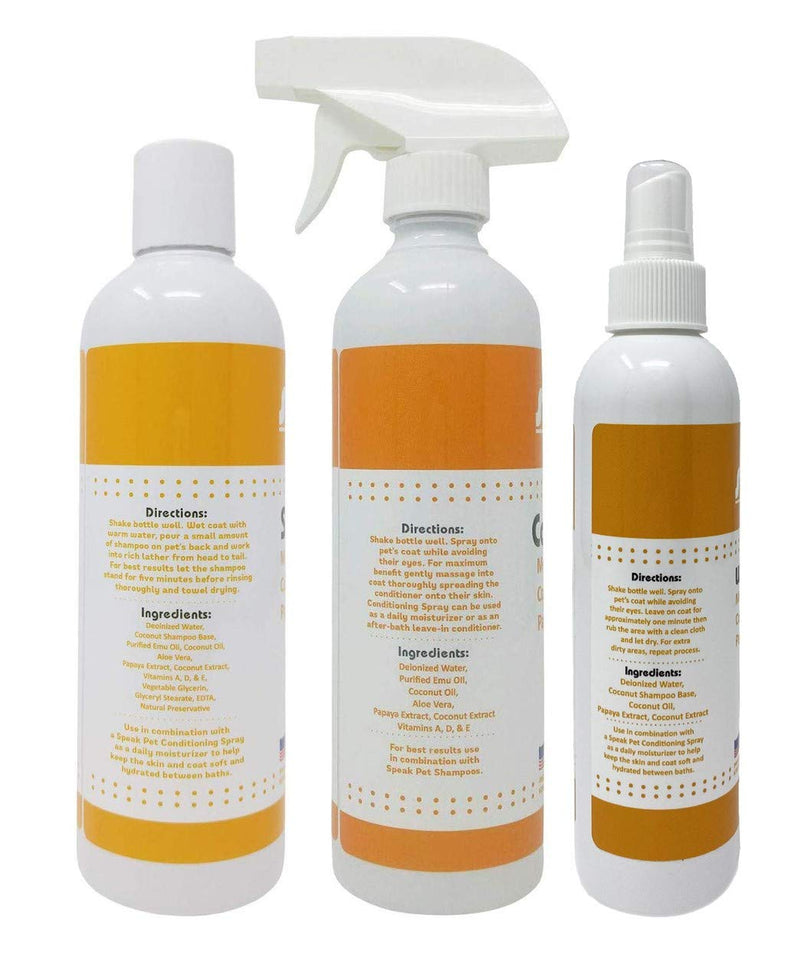 [Australia] - Speak Pet Products Coconut Papaya Shampoo, Conditioner, and Waterless Bath 