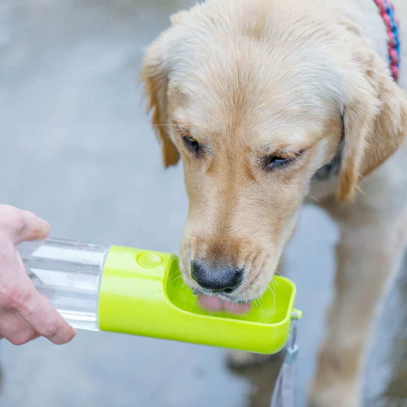 YUSKO Portable Dog Water Bottle 450ml, Pet Water Bottle, Food Grade ABS Leak Proof Lightweight Water Dispenser Drinking Bowl Bottles for Pet Outdoor Travel, Walking Drinking Cup (16 Oz) (Green) Green - PawsPlanet Australia