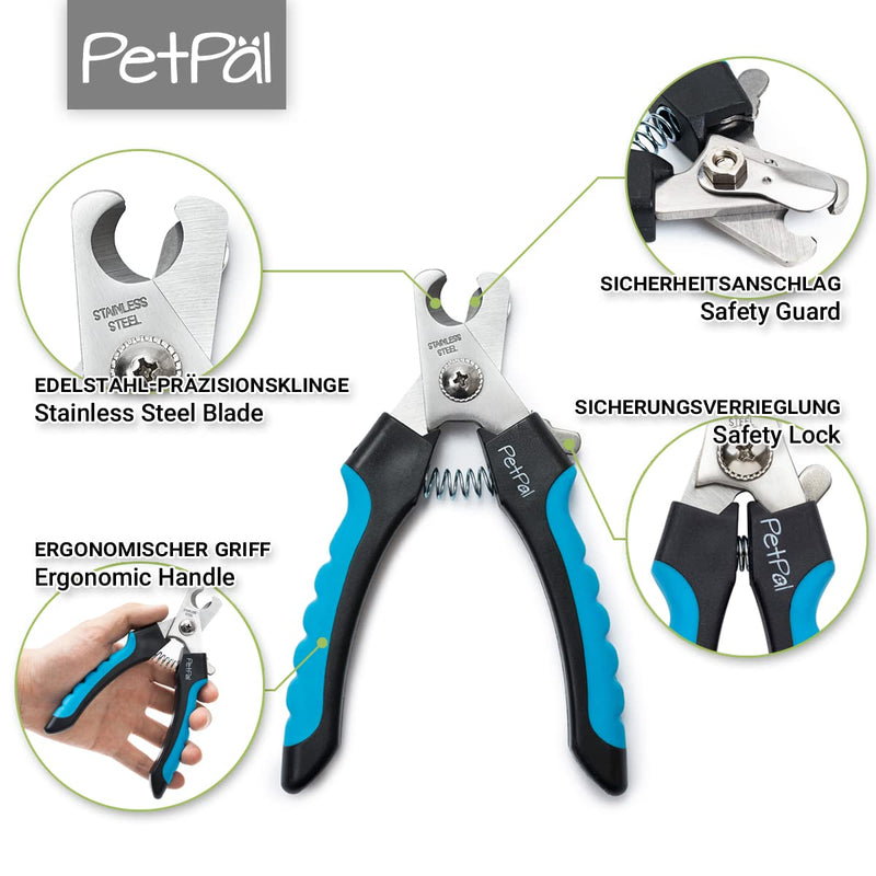 PetPäl professional claw scissors for dogs and cats in pet salon quality - claw trimmer, claw care for at home - claw care is easy and safe at home thanks to the spacer - safety guard file + claw scissors L - PawsPlanet Australia