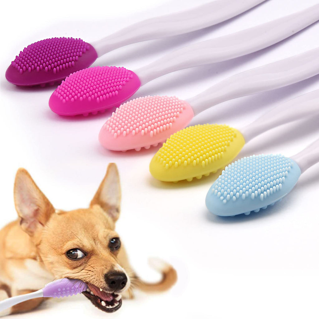 OneBarleycorn dog toothbrush, dog toothbrush for dental care, dog, silicone double-sided toothbrushes for dogs, small dogs, cats (5 pieces). - PawsPlanet Australia